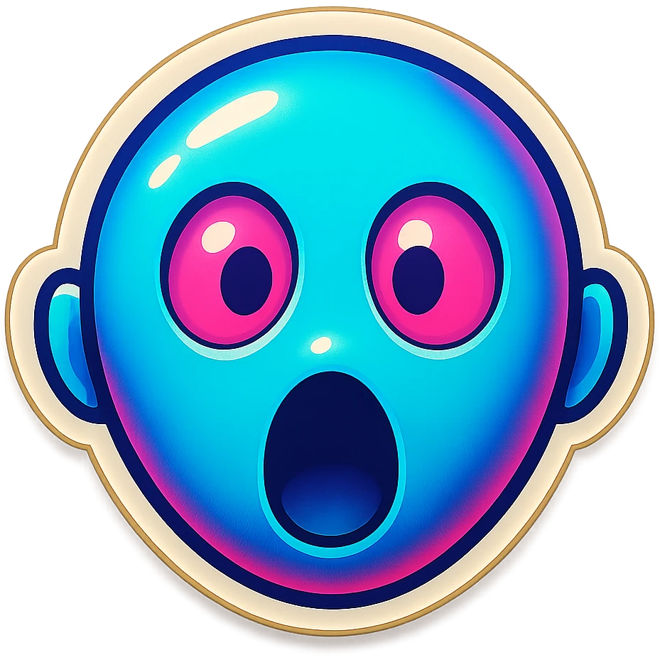 Create a surprised blue emoji face, maintaining the emoji style and blue color. emoji