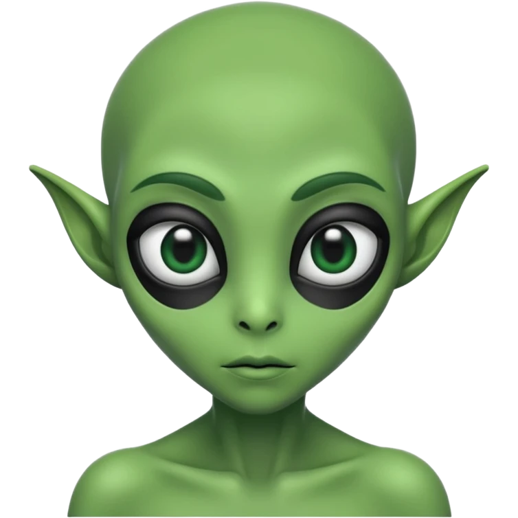 alien green, black eyes emoji