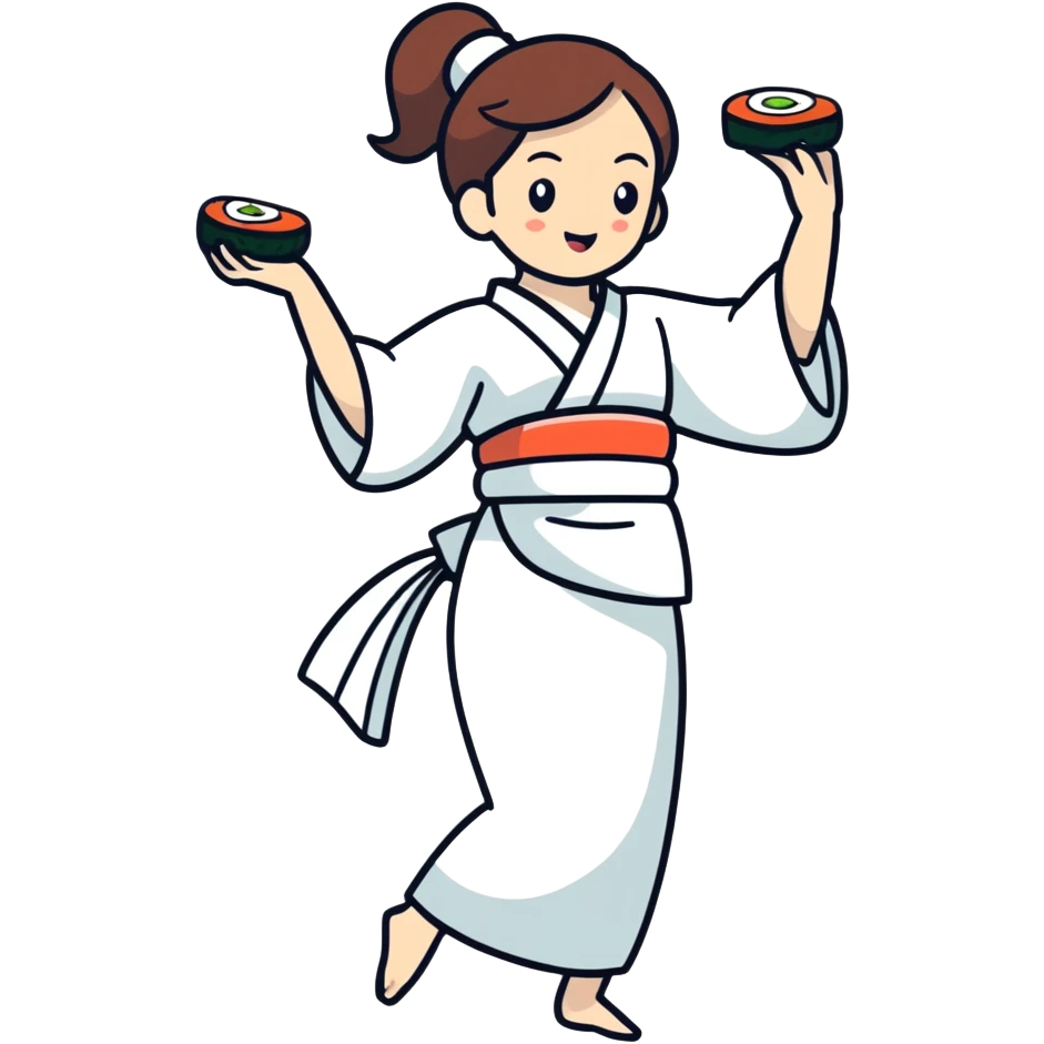 Girl dancing with sushi emoji
