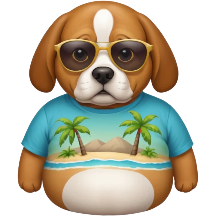 Fat beagle with sunglasses and tropical T-shirt on emoji