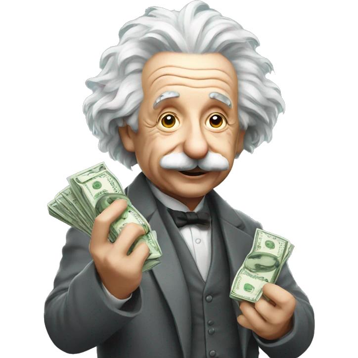 Albert Einstein holding money in his hand emoji