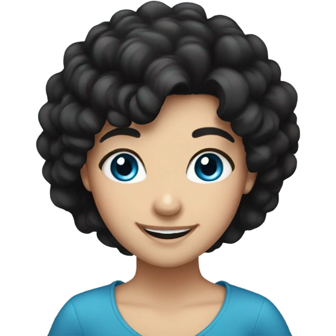 smiling girl with black hair blue eyes  emoji