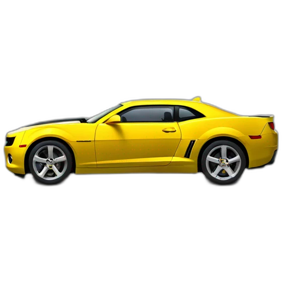 Yellow 2010 Chevrolet Camaro with wheels spinning emoji