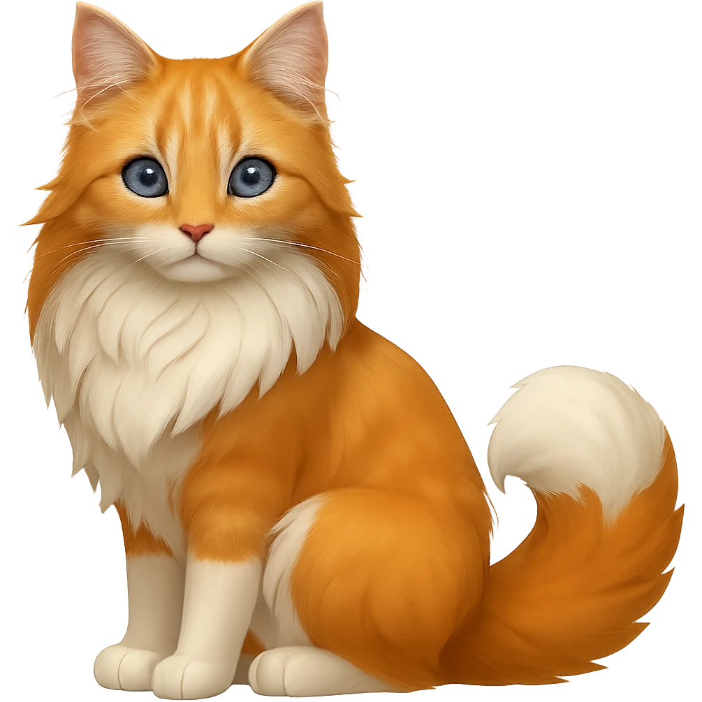Change the cat's eyes to bright blue, keep the rest the same, with no background emoji