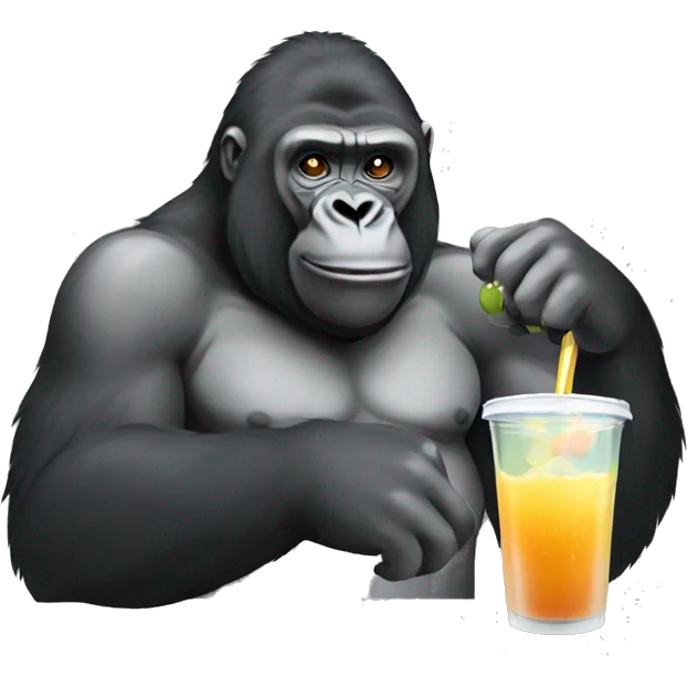 a gorilla drinking boba emoji