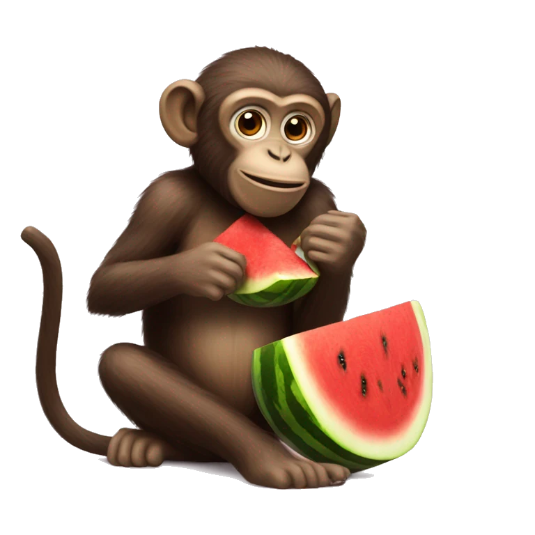 monkey eating watermelon  emoji
