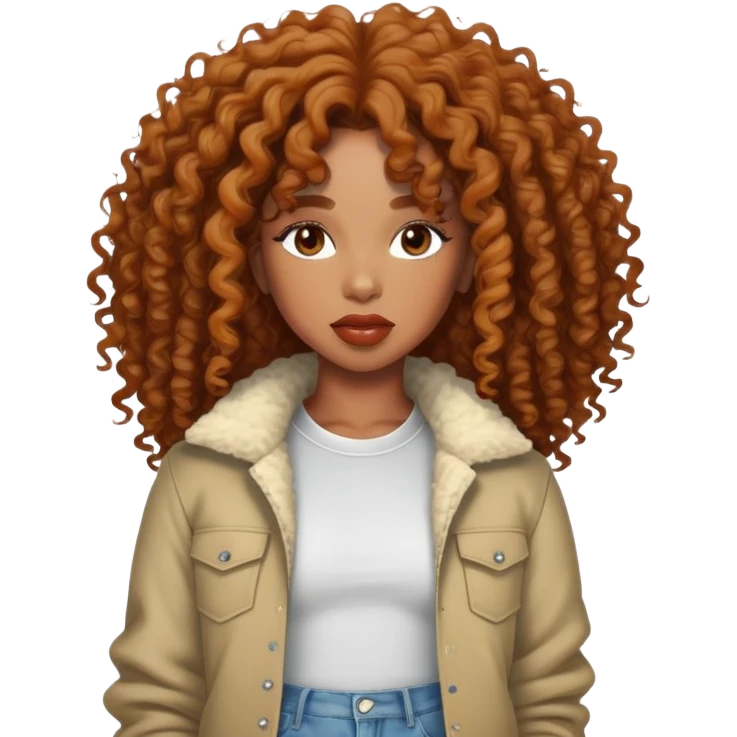 SZA with her iconic curly hair and stylish outfit emoji