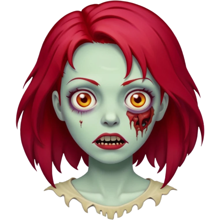 Zombie emoji woman with cherry red hair emoji