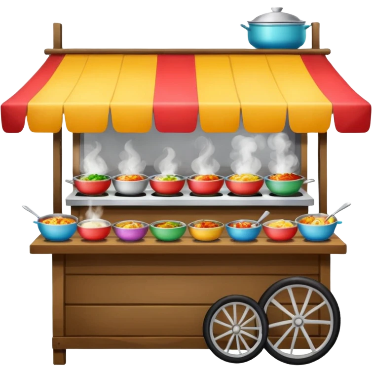 small indonesian roadside foodstall, front facing emoji