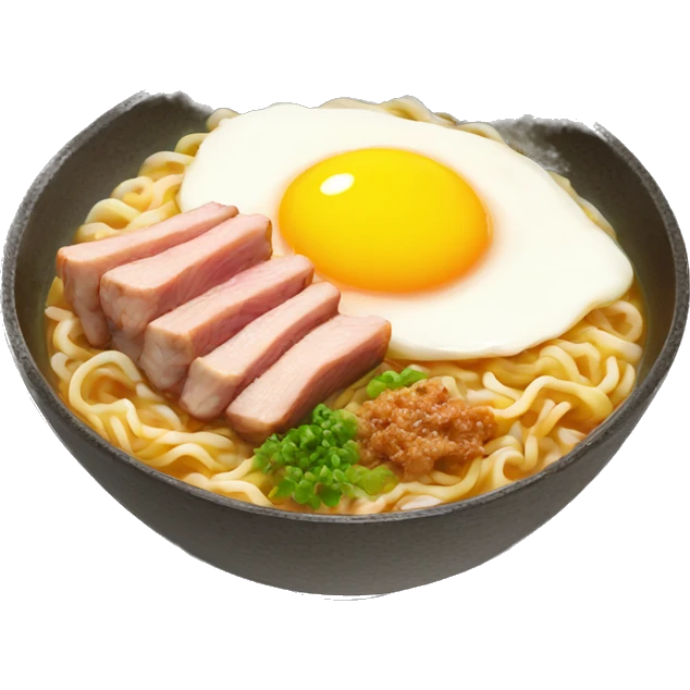 ramen with pork mince and an egg emoji