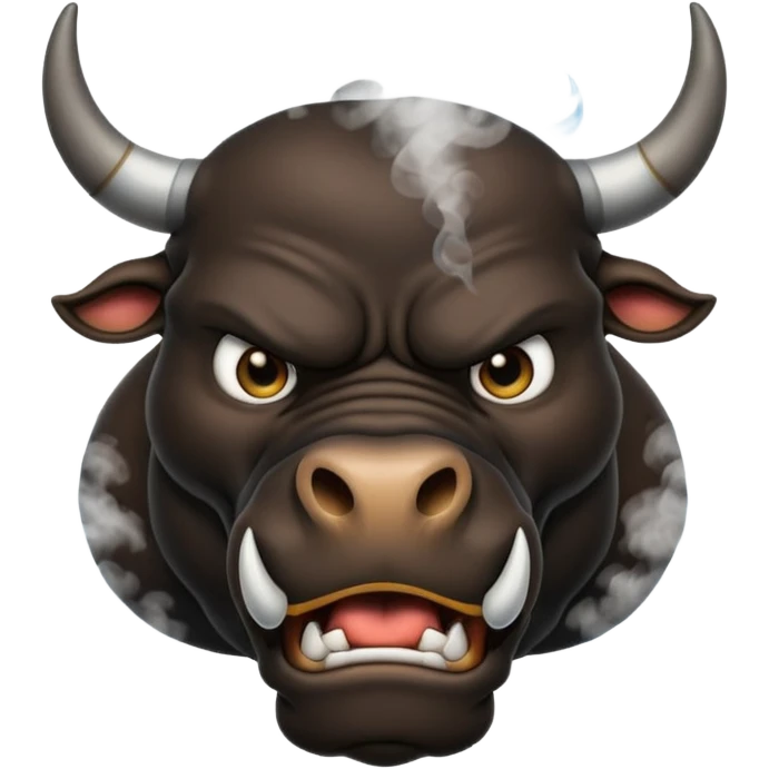 Emoji of an angry black powerful bull with steam coming out of its nose emoji
