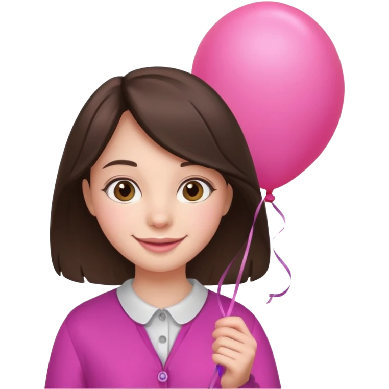 brunette girl with pink baloon emoji