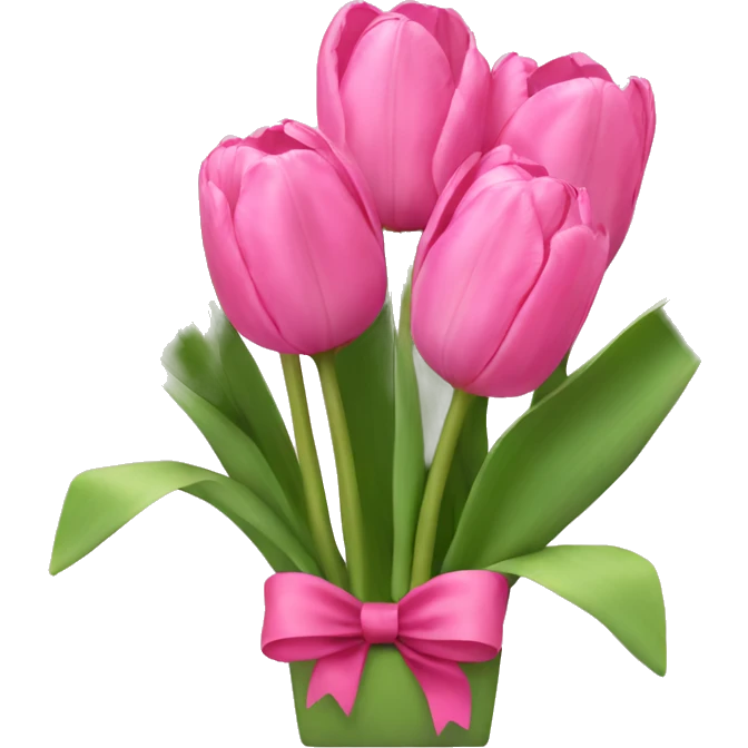 Pink tulips with a bow emoji