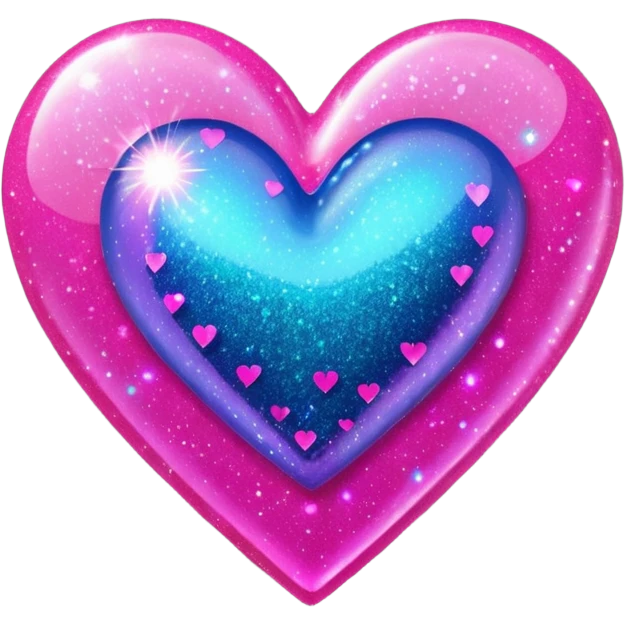 glitter heart with neon pink sparkles emoji