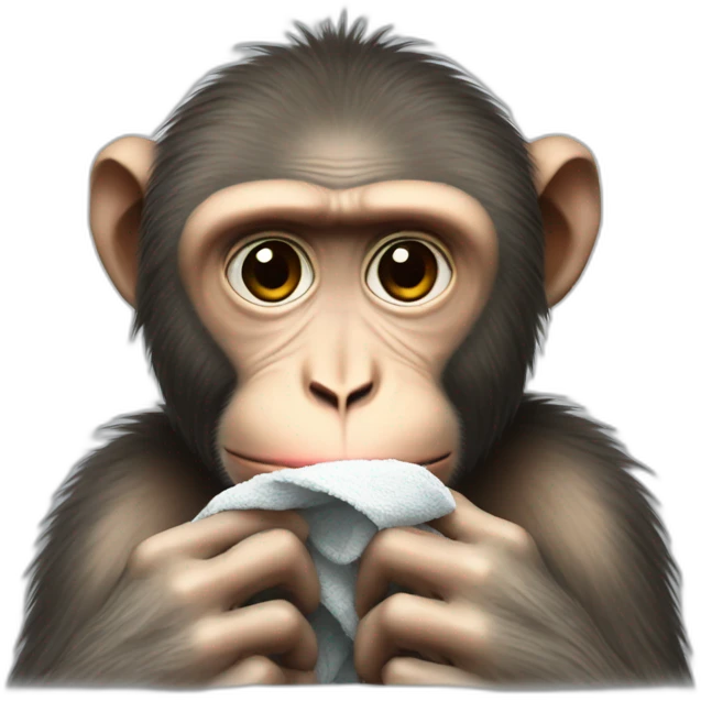 Sad macaque with a rag emoji