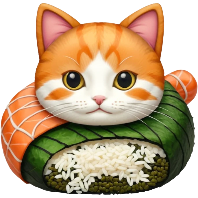 cat dressed as a piece of sushi emoji