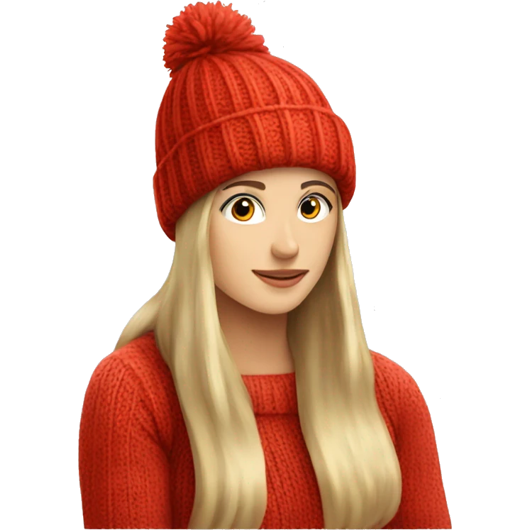 Red knit winter hat, no person emoji