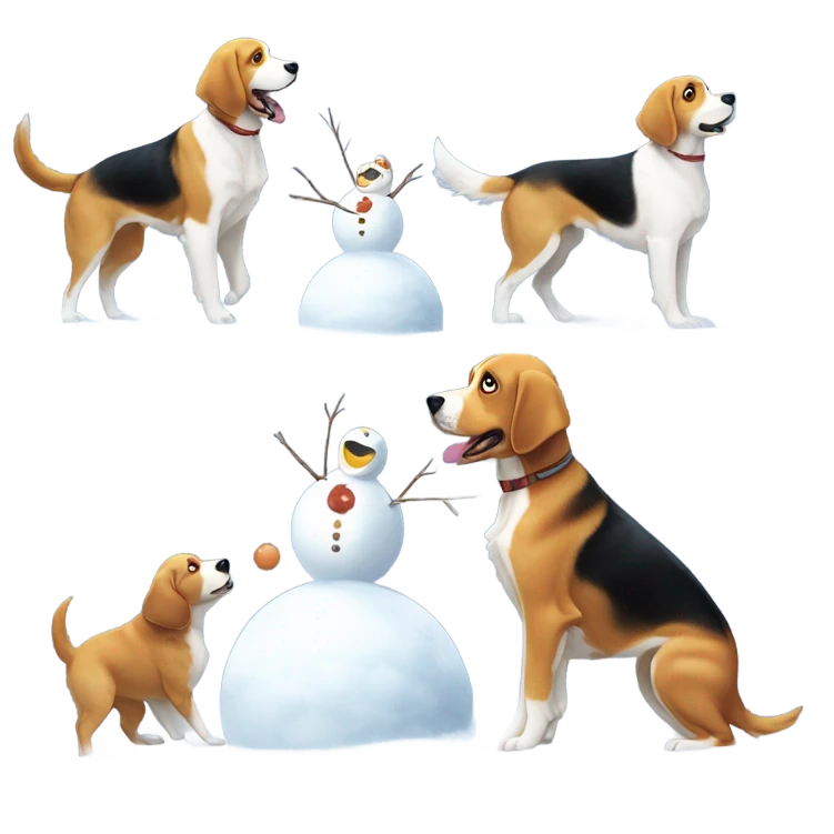 Two dogs  building a snowman emoji