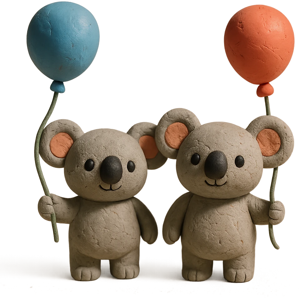 koala babies holding balloons emoji
