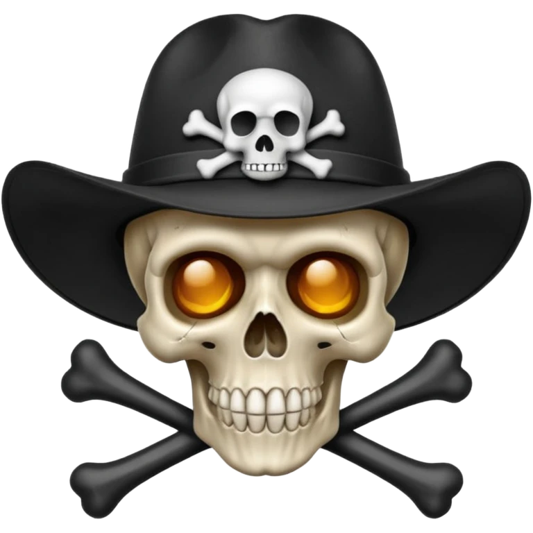 A skull and crossbones wearing a hat like vampire hunter D. emoji
