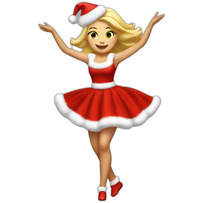 dansing blonde woman in christmas dress full body emoji