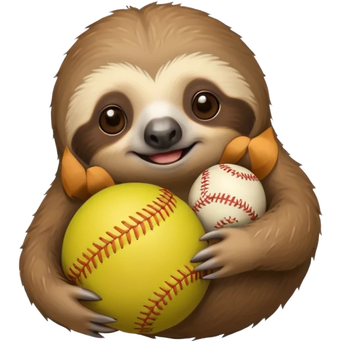 a sloth holding a softball emoji