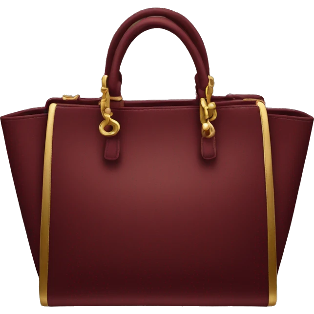 Dark red handbag with gold emoji