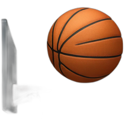 An basketball flying threw a basket emoji