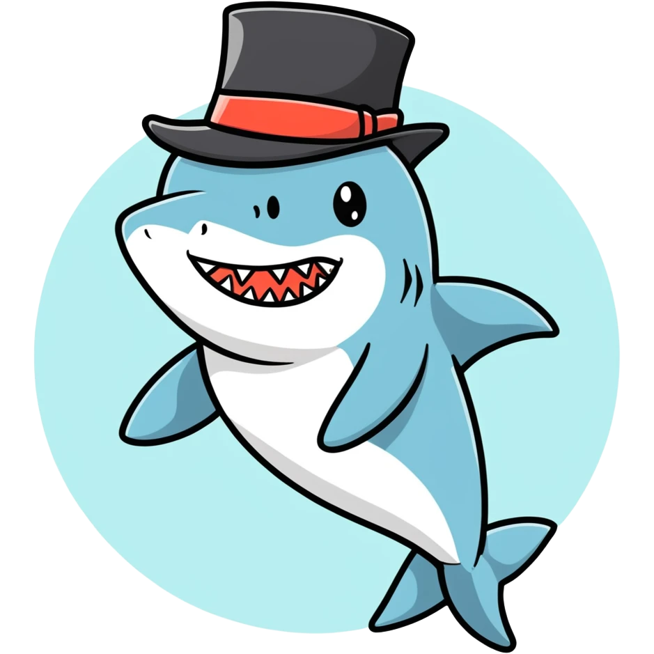 Shark with a top hat emoji