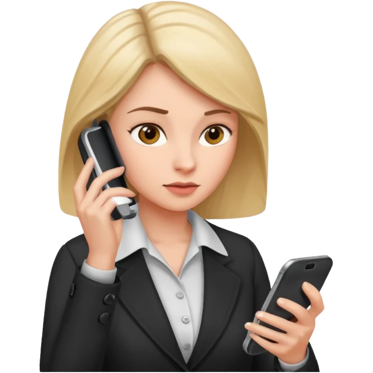 same woman but leaving documents and using the phone emoji