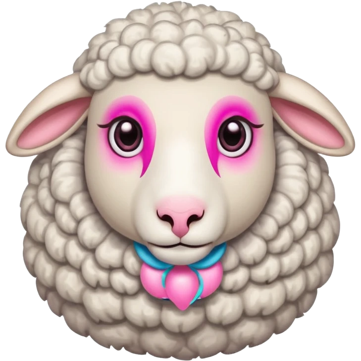 A sheep with pink eye emoji