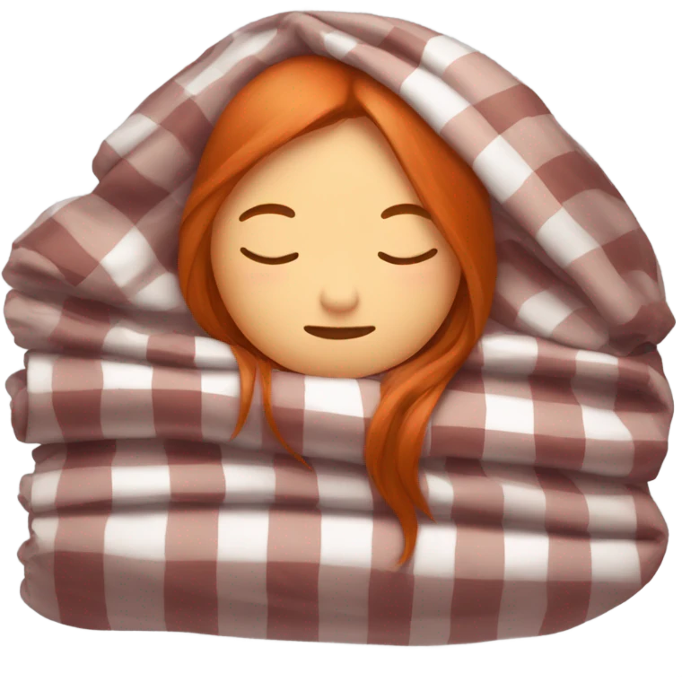 Sleeping redhead with straight long hair with a blanket over her emoji