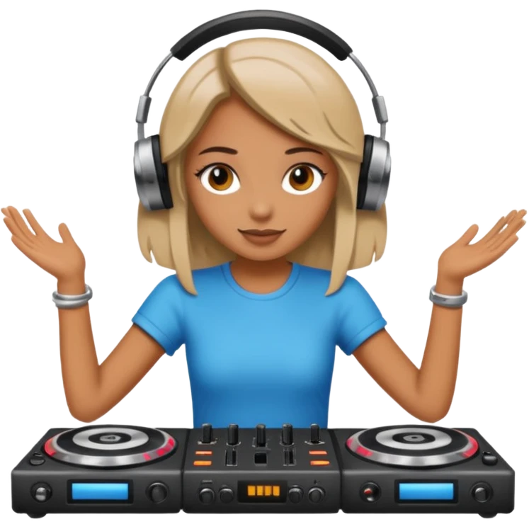 girl playing DJ set emoji