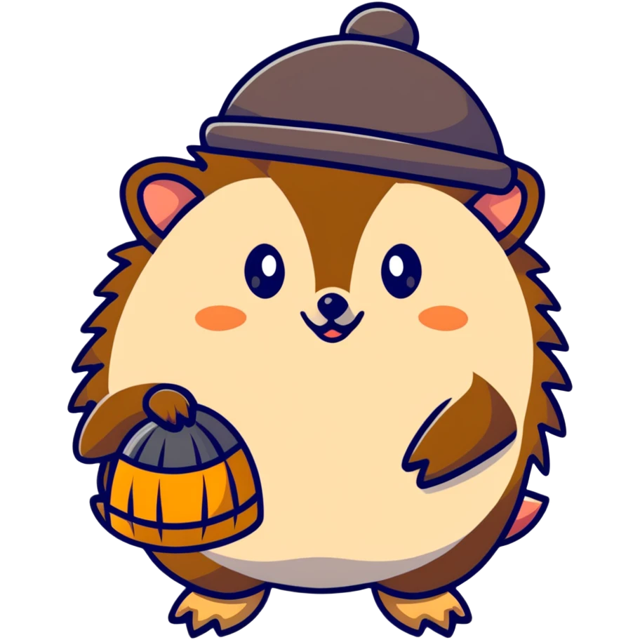 A hedgehog holding a hat in its hand emoji