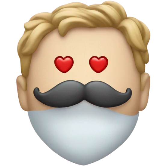 rd heart with french ustache emoji