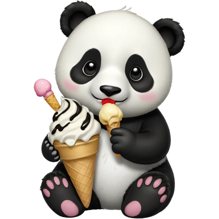 Panda eating ice cream emoji