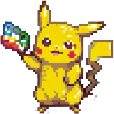 Pikachu waving pixel art emoji