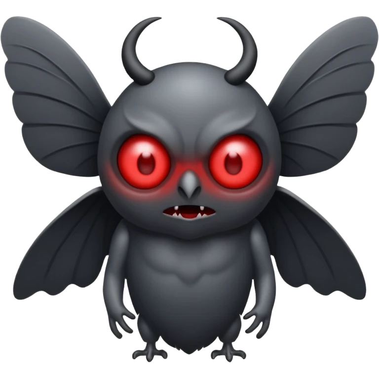 Create a scary emoji of the mothman with bright red eyes emoji