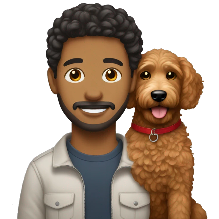 Lightskin man with a red goldendoodle emoji