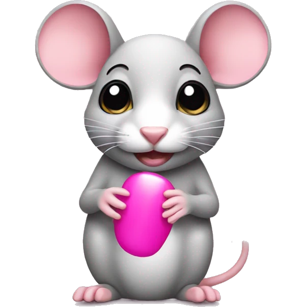 mouse with pink nails  emoji