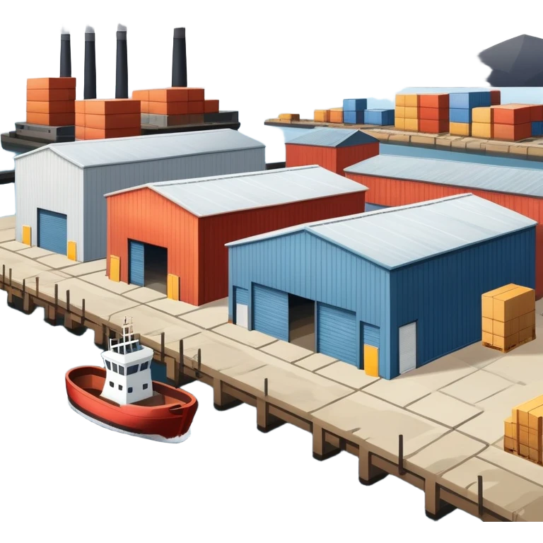 seaport with warehouses emoji