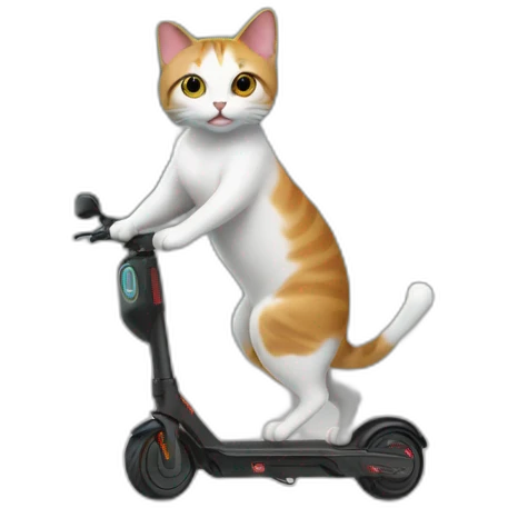 cat using an electric scooter on shrums emoji