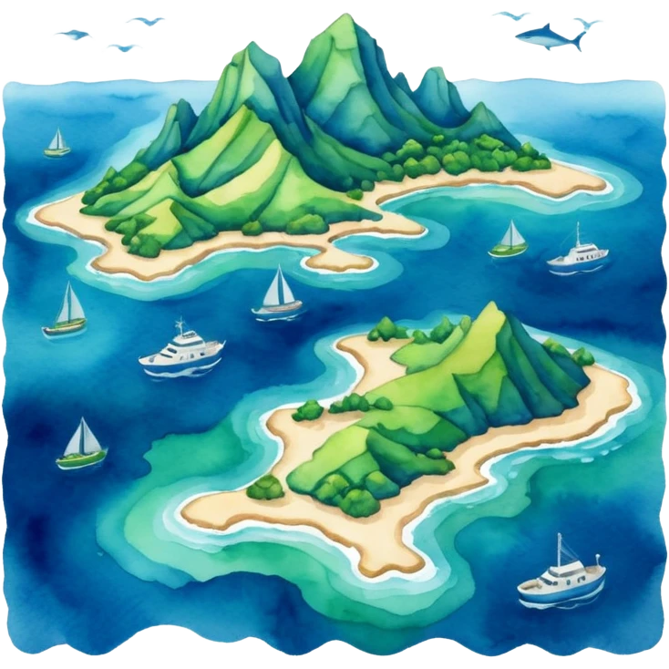 modern sea map with islands emoji