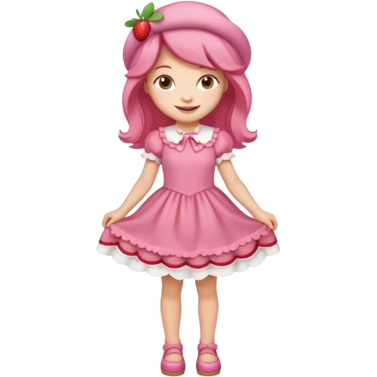 pretty and cute realistic modern day cartoon character strawberry shortcake full body emoji