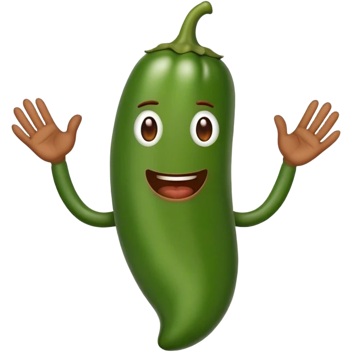 Jalapeño showing hands with no nails emoji
