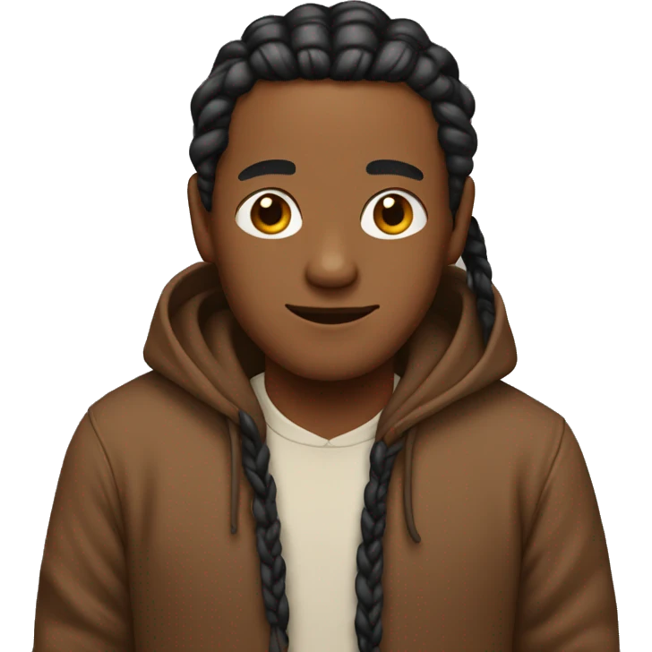 Man with braids and brown hoodie emoji