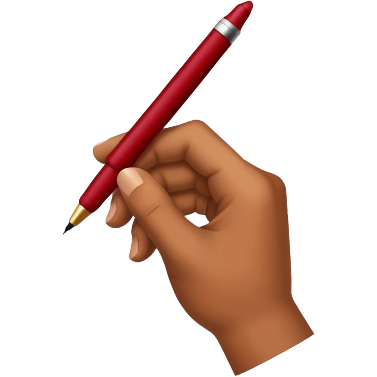 the hand writes with a dark red pen emoji