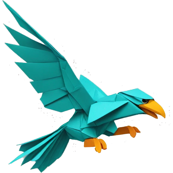 Saffron flying eagle in an origami  emoji