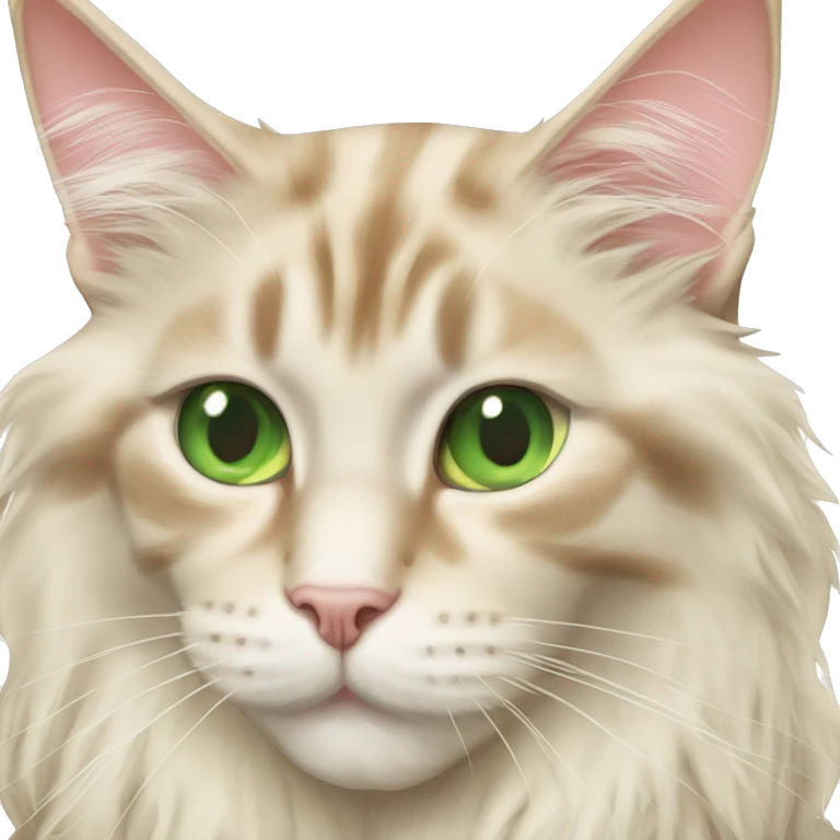 cream coloured maine coon and small tabby cat with green eyes emoji