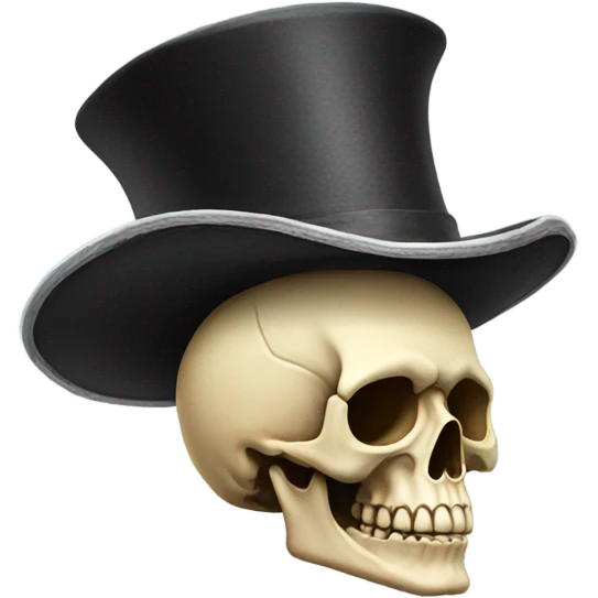 hat on skeleton head emoji